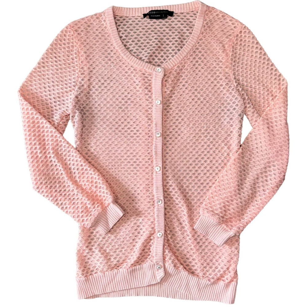 CLOSET CLOSING BCBGMAXAZRIA Cardigan Peach Pink Button Down Long Sleeve Knit